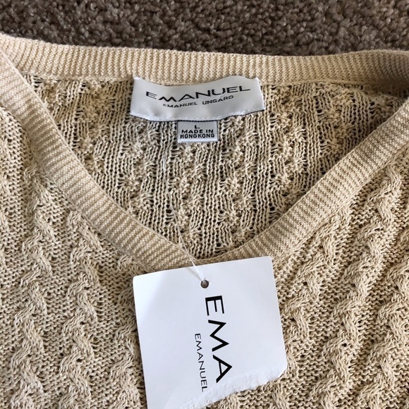 EMANUEL Ungaro NWT crew neck sweater size L beige - Picture 7 of 10